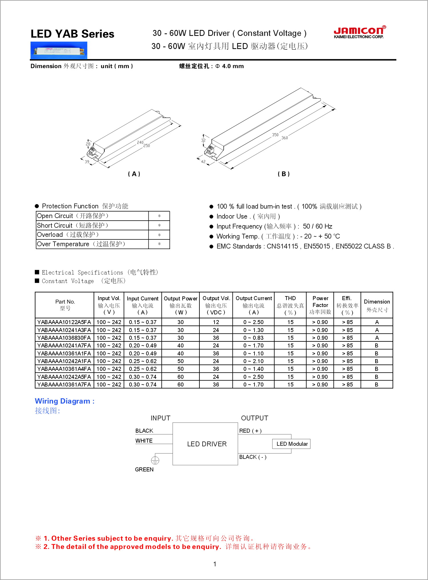 LED driver constant voltage 30-60 Watts